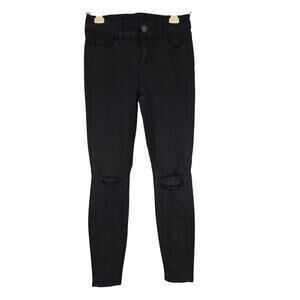 American Eagle‎ Jegging Jeans 0 Womens Black Mid Rise Skinny Leg Distressed